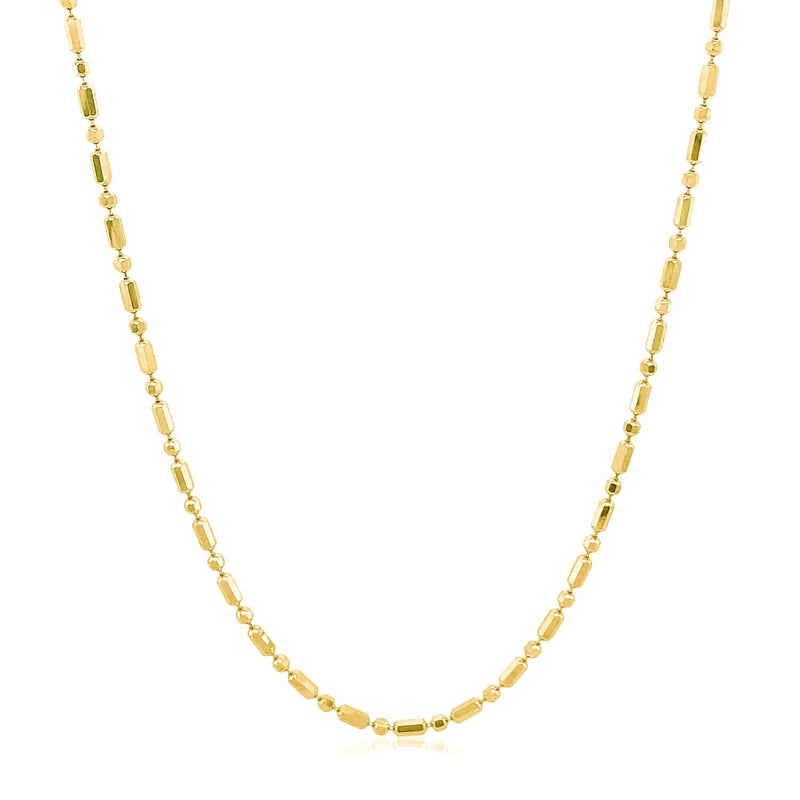 Bids.com 14k Yellow Gold Diamond-Cut Alternating Bead Chain 1.5mm Necklaces White Smoke 16 / Yellow Gold,18 / Yellow Gold,20 / Yellow Gold