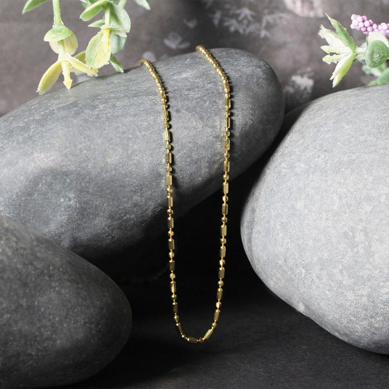 Bids.com 14k Yellow Gold Diamond-Cut Alternating Bead Chain 1.5mm Necklaces Black 16 / Yellow Gold,18 / Yellow Gold,20 / Yellow Gold