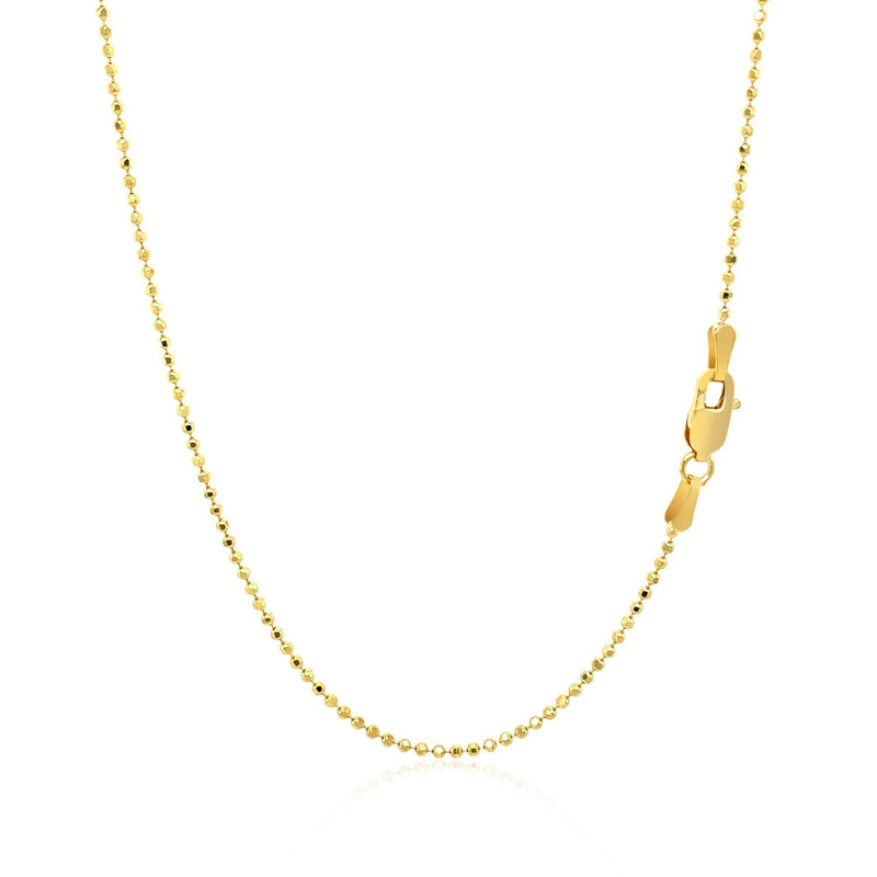 Bids.com 14k Yellow Gold Diamond-Cut Bead Chain 1.2mm Necklaces White Smoke 16 / Yellow Gold,18 / Yellow Gold,20 / Yellow Gold