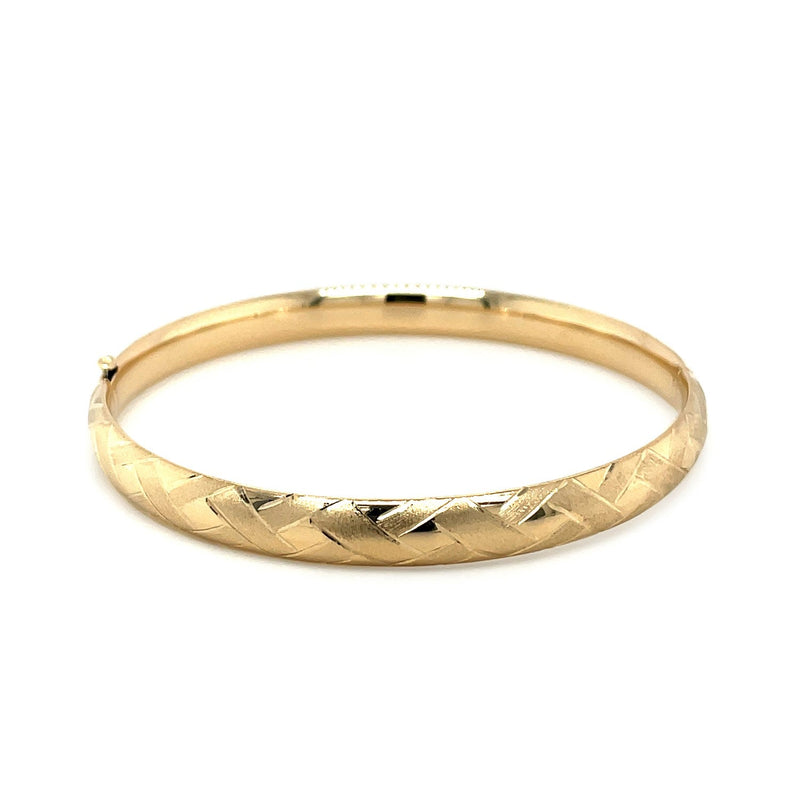 Bids.com 14k Yellow Gold Domed Bangle with a Weave Motif Bracelets White Smoke 7 / Yellow Gold,8 / Yellow Gold