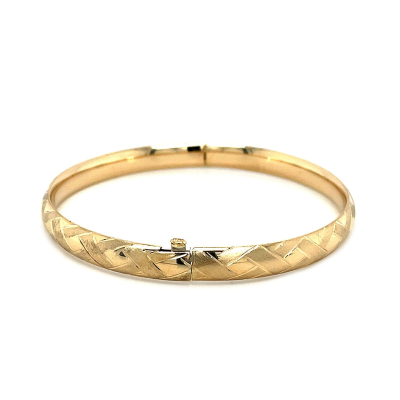 Bids.com 14k Yellow Gold Domed Bangle with a Weave Motif Bracelets White Smoke 7 / Yellow Gold,8 / Yellow Gold