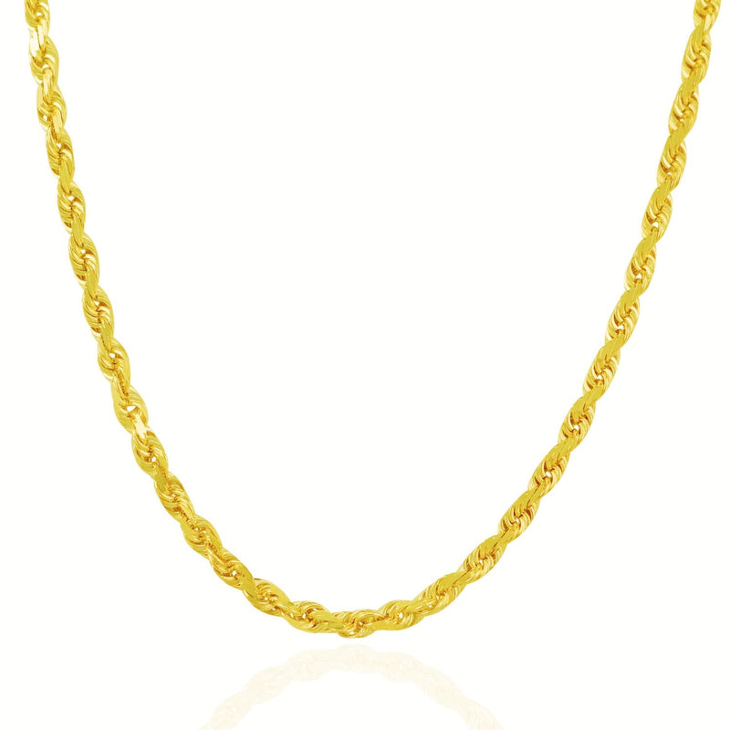 Bids.com 5.0mm 10k Yellow Gold Solid Diamond Cut Rope Chain Necklaces White Smoke 20 / Yellow Gold,22 / Yellow Gold,24 / Yellow Gold