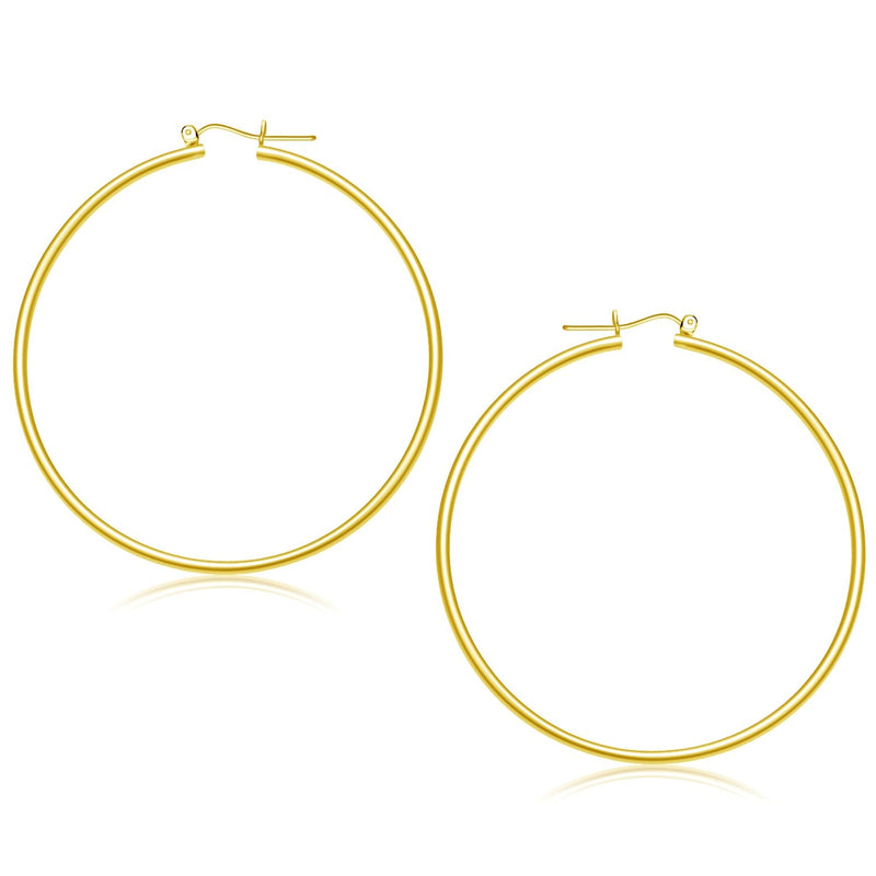 Bids.com 14k Yellow Gold Polished Hoop Earrings (55 mm) Earrings White Smoke Yellow Gold