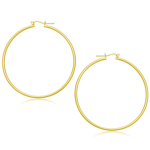 Bids.com 14k Yellow Gold Polished Hoop Earrings (55 mm) Earrings White Smoke Yellow Gold