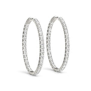 Bids.com Oval Shape Two Sided Diamond Hoop Earrings in 14k White Gold (2 cttw) Earrings White Smoke White Gold