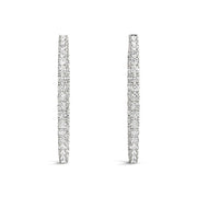 Bids.com Oval Shape Two Sided Diamond Hoop Earrings in 14k White Gold (2 cttw) Earrings White Smoke White Gold