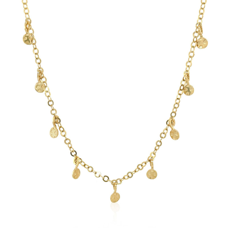 Bids.com Choker Necklace with Hammered Beads in 14k Yellow Gold Necklaces White Smoke 16 / Yellow Gold