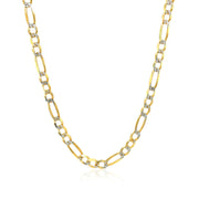 Bids.com 4.0mm 14K Yellow Gold Solid Pave Figaro Chain Necklaces White Smoke 18 / Two-Tone Gold,20 / Two-Tone Gold,22 / Two-Tone Gold,24 / Two-Tone Gold,One / Two-Tone Gold