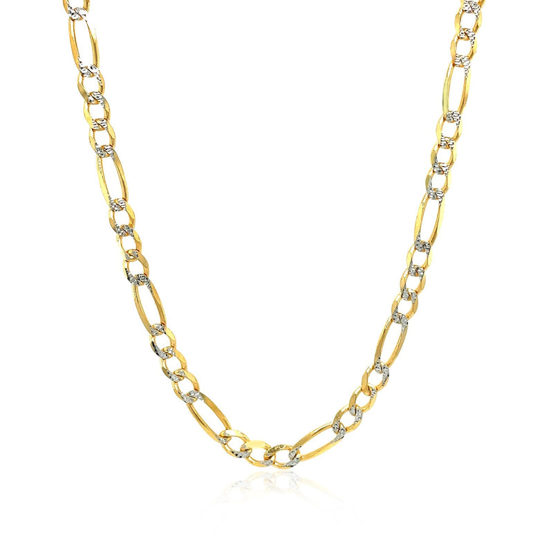 Bids.com 4.0mm 14K Yellow Gold Solid Pave Figaro Chain Necklaces White Smoke 18 / Two-Tone Gold,20 / Two-Tone Gold,22 / Two-Tone Gold,24 / Two-Tone Gold,One / Two-Tone Gold