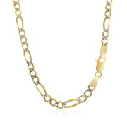 Bids.com 4.0mm 14K Yellow Gold Solid Pave Figaro Chain Necklaces White Smoke 18 / Two-Tone Gold,20 / Two-Tone Gold,22 / Two-Tone Gold,24 / Two-Tone Gold,One / Two-Tone Gold