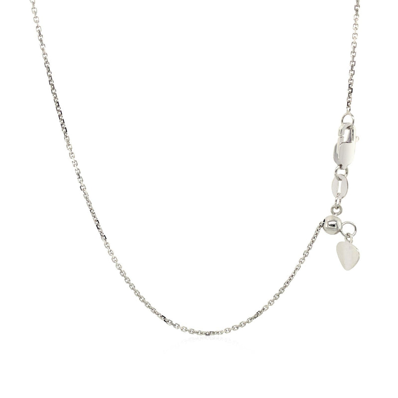Bids.com 10k White Gold Adjustable Cable Chain 0.9mm Necklaces White Smoke 22 / White Gold