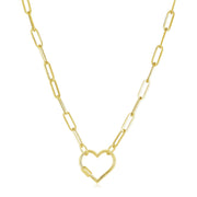 Bids.com 14k Yellow Gold Paperclip Chain Necklace with Heart Carabiner Clasp Necklaces White Smoke 18 / Yellow Gold