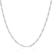 Bids.com 14k White Gold Solid Figaro Chain 1.9mm Necklaces White Smoke 16 / White Gold,18 / White Gold,20 / White Gold,24 / White Gold