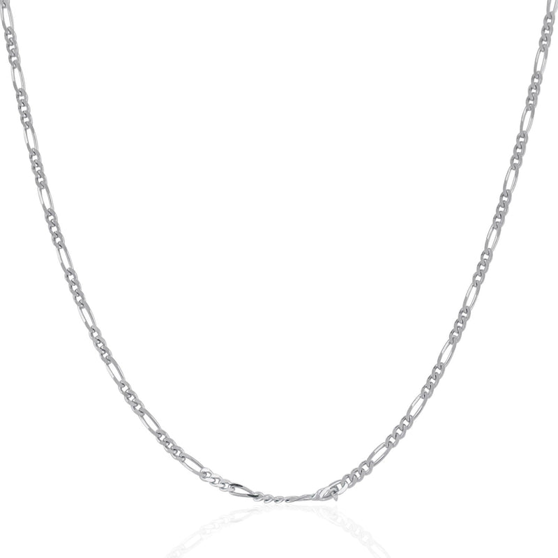 Bids.com 14k White Gold Solid Figaro Chain 1.9mm Necklaces White Smoke 16 / White Gold,18 / White Gold,20 / White Gold,24 / White Gold