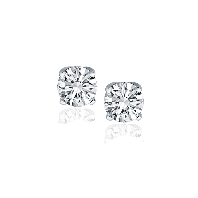 Bids.com 14k White Gold Diamond Four Prong Stud Earrings (1 cttw) Earrings White Smoke White Gold