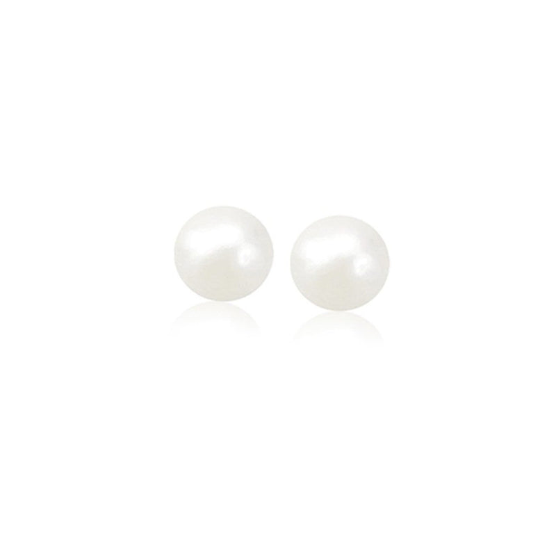 Bids.com 14k Yellow Gold Freshwater Cultured White Pearl Stud Earrings (6.0 mm) Earrings White Smoke Yellow Gold