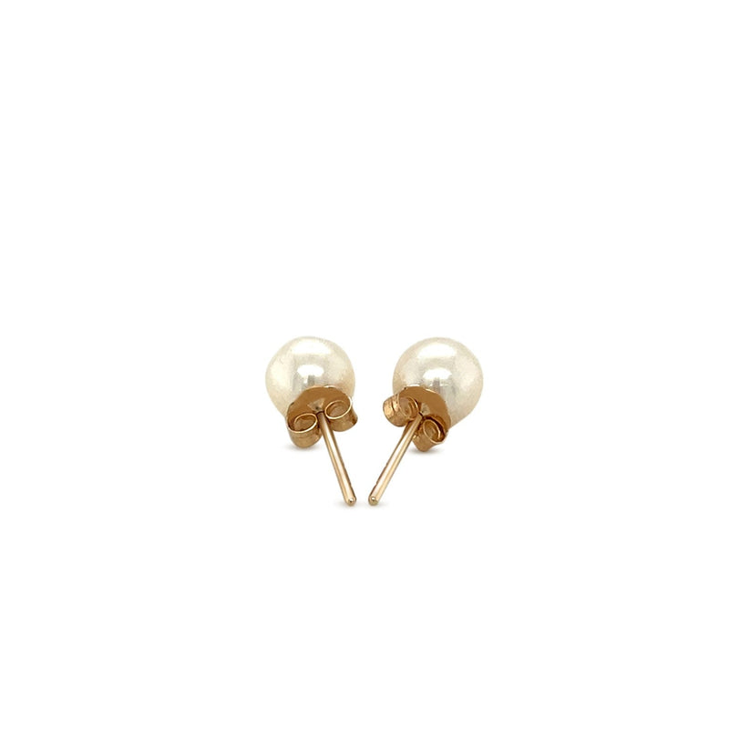 Bids.com 14k Yellow Gold Freshwater Cultured White Pearl Stud Earrings (6.0 mm) Earrings White Smoke Yellow Gold