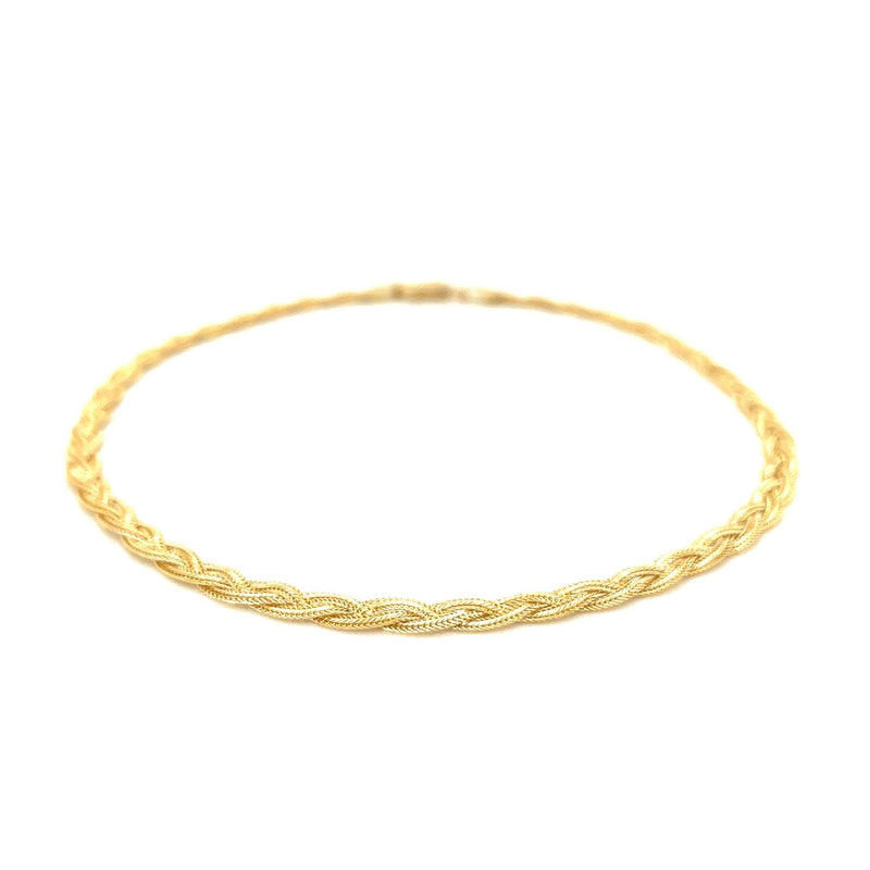 Bids.com 3.5mm 14k Yellow Gold Braided Bracelet Bracelets White Smoke 7 / Yellow Gold