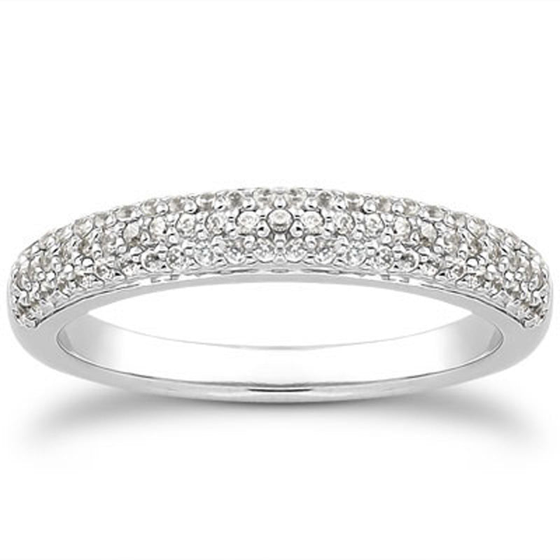 Bids.com 14k White Gold Triple Multi-Row Micro- Pave Diamond Wedding Ring Band Rings White Smoke 4 / White Gold,4.5 / White Gold,5 / White Gold,5.5 / White Gold,6 / White Gold,6.5 / White Gold,7 / White Gold,7.5 / White Gold,8 / White Gold,8.5 / White Gold,9 / White Gold
