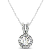 Bids.com Round Pendant with Split Bail and Diamond Halo in 14k White Gold (3/4 cttw) Necklaces White Smoke 18 / White Gold