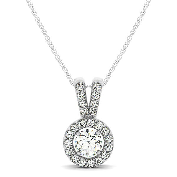 Bids.com Round Pendant with Split Bail and Diamond Halo in 14k White Gold (3/4 cttw) Necklaces White Smoke 18 / White Gold