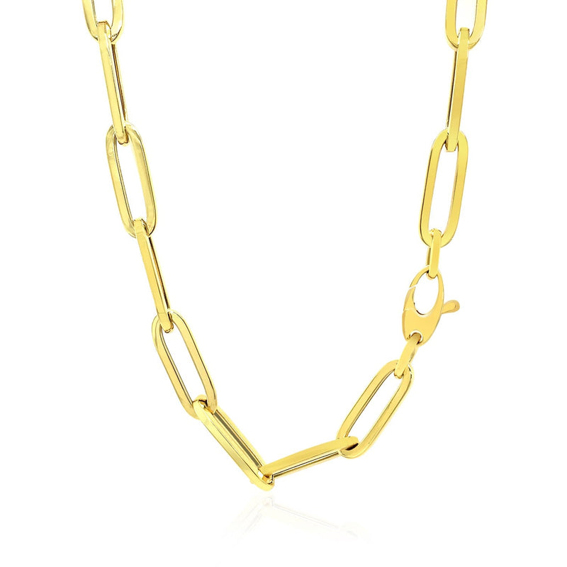 Bids.com 14K Yellow Gold Wide Paperclip Chain (6.1mm) Necklaces White Smoke 18 / Yellow Gold,24 / Yellow Gold,30 / Yellow Gold