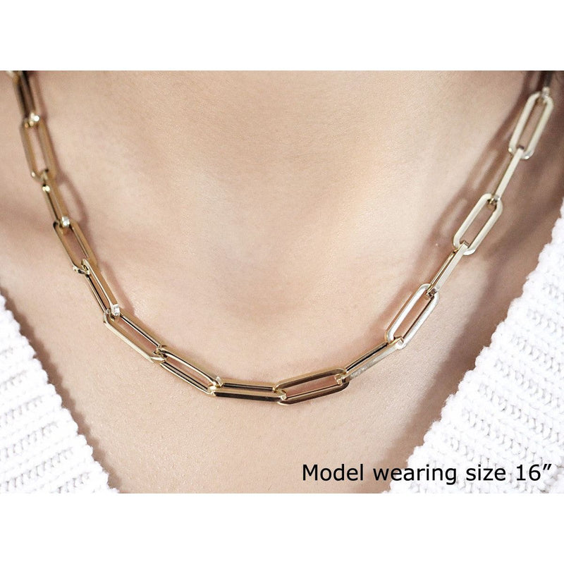 Bids.com 14K Yellow Gold Wide Paperclip Chain (6.1mm) Necklaces Wheat 18 / Yellow Gold,24 / Yellow Gold,30 / Yellow Gold