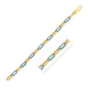 Bids.com 14k Yellow Gold Turquoise Paperclip Gem Link Bracelet (7.00 mm) Bracelets White Smoke 7.5 / Yellow Gold