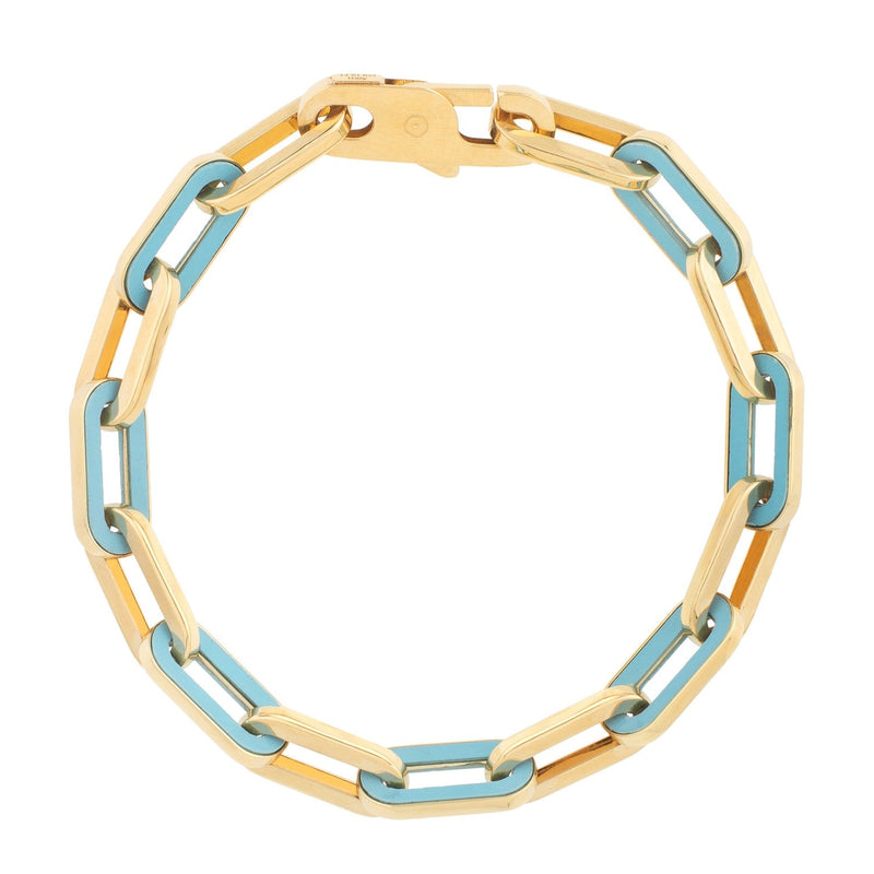 Bids.com 14k Yellow Gold Turquoise Paperclip Gem Link Bracelet (7.00 mm) Bracelets White Smoke 7.5 / Yellow Gold