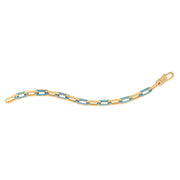 Bids.com 14k Yellow Gold Turquoise Paperclip Gem Link Bracelet (7.00 mm) Bracelets White Smoke 7.5 / Yellow Gold