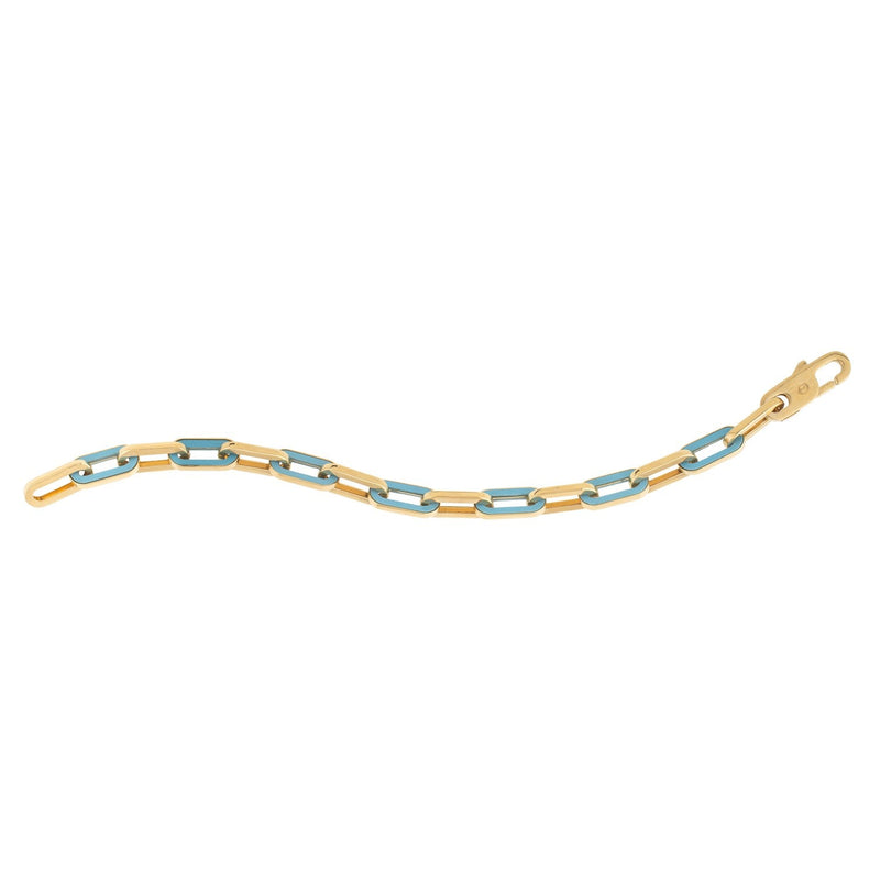 Bids.com 14k Yellow Gold Turquoise Paperclip Gem Link Bracelet (7.00 mm) Bracelets White Smoke 7.5 / Yellow Gold