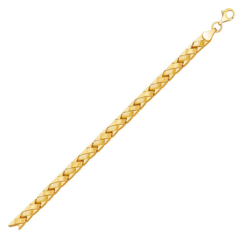 Bids.com 14k Yellow Gold Fancy Basket Weave Line Bracelet Bracelets White Smoke 7.25 / Yellow Gold