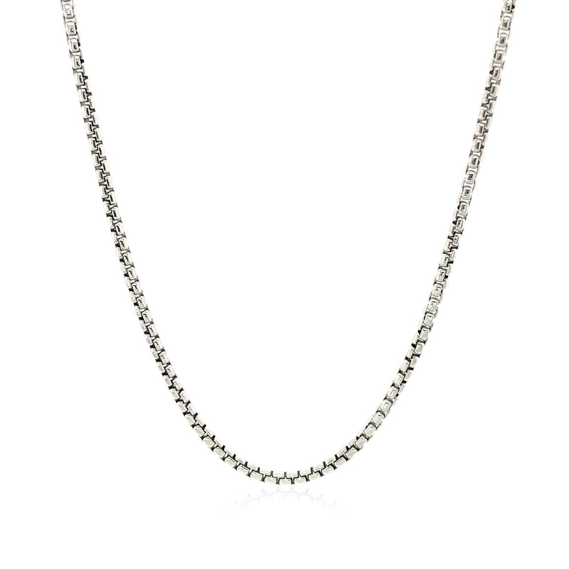 Bids.com 14k White Gold Round Box Chain 1.7mm Necklaces White Smoke 16 / White Gold,18 / White Gold,20 / White Gold,24 / White Gold