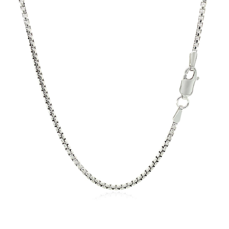Bids.com 14k White Gold Round Box Chain 1.7mm Necklaces White Smoke 16 / White Gold,18 / White Gold,20 / White Gold,24 / White Gold