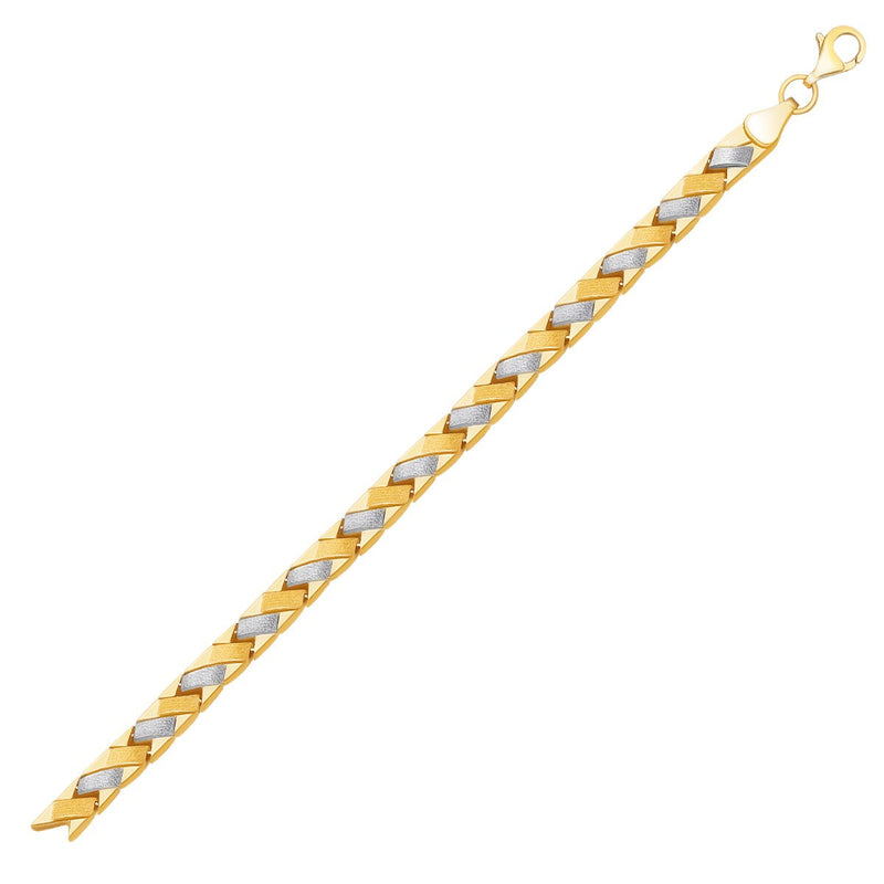 Bids.com 14k Two-Tone Gold Fancy Weave Bracelet with Contrasting Finish Bracelets White Smoke 7.25 / Two-Tone Gold