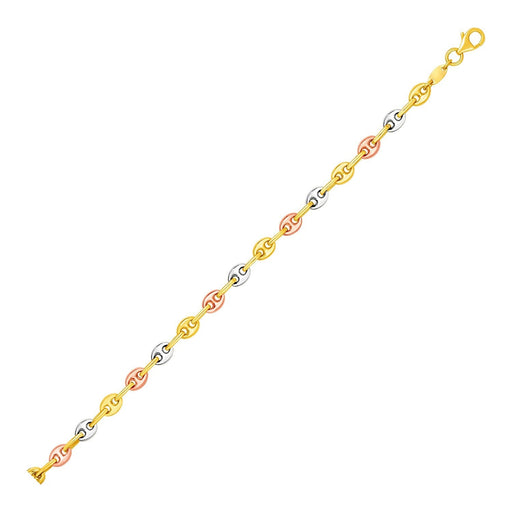 Bids.com 14k Tri Color Gold Mariner Link Anklet Accessories White Smoke 10 / Tri-Color Gold