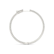 Bids.com 14k White Gold Slim Two Sided Diamond Hoop Earrings (1 1/2 cttw) Earrings White Smoke White Gold