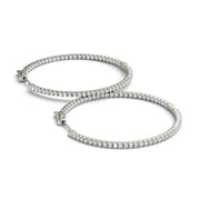 Bids.com 14k White Gold Slim Two Sided Diamond Hoop Earrings (1 1/2 cttw) Earrings White Smoke White Gold