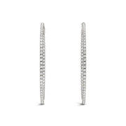 Bids.com 14k White Gold Slim Two Sided Diamond Hoop Earrings (1 1/2 cttw) Earrings White Smoke White Gold