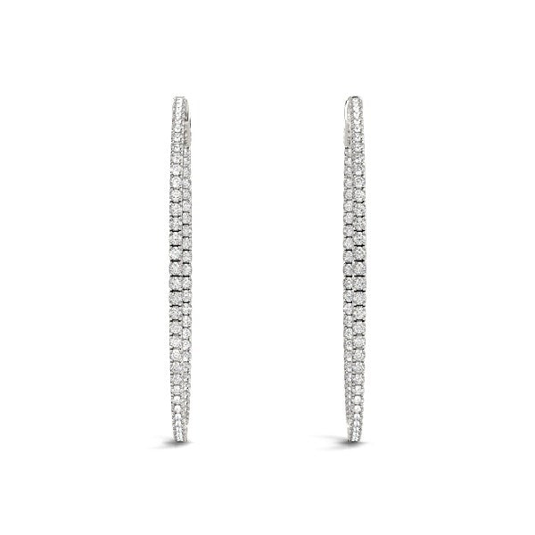 Bids.com 14k White Gold Slim Two Sided Diamond Hoop Earrings (1 1/2 cttw) Earrings White Smoke White Gold