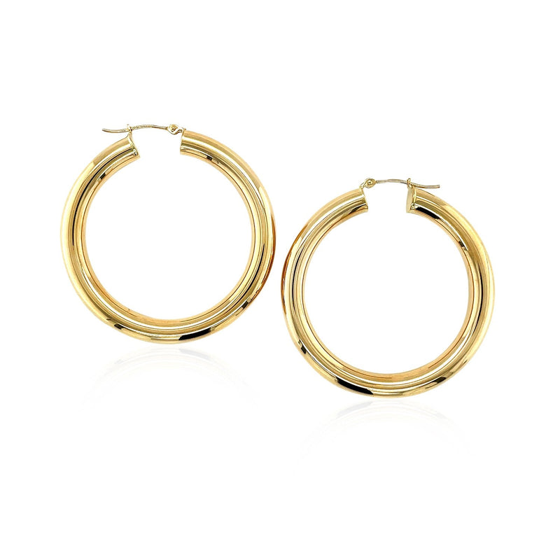 Bids.com 14k Yellow Gold Polished Hoop Earrings (40 mm) Earrings White Smoke Yellow Gold