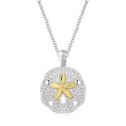 Bids.com Designer Sterling Silver and 14k Yellow Gold Sand Dollar Pendant Pendants White Smoke Yellow Gold & Sterling Silver