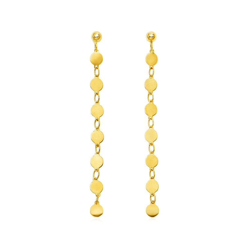 Bids.com 14k Yellow Gold Post Dangle Earrings with Polished Circles Earrings White Smoke Yellow Gold
