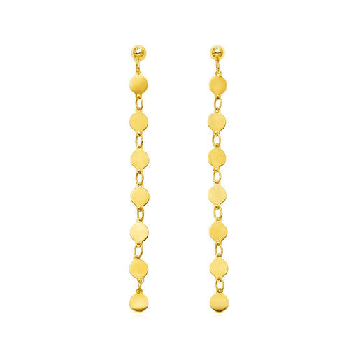Bids.com 14k Yellow Gold Post Dangle Earrings with Polished Circles Earrings White Smoke Yellow Gold