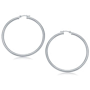 Bids.com 14k White Gold Polished Hoop Earrings (50 mm) Earrings White Smoke White Gold