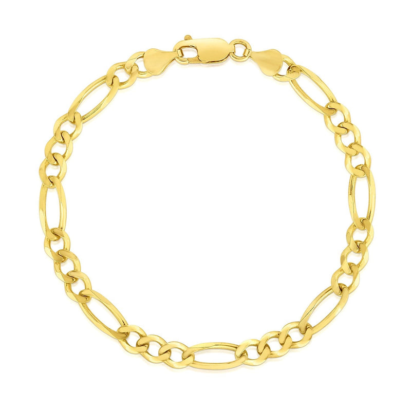 Bids.com 10k Yellow Gold Solid Figaro Bracelet (4.50 mm) Bracelets White Smoke 7 / Yellow Gold,8 / Yellow Gold