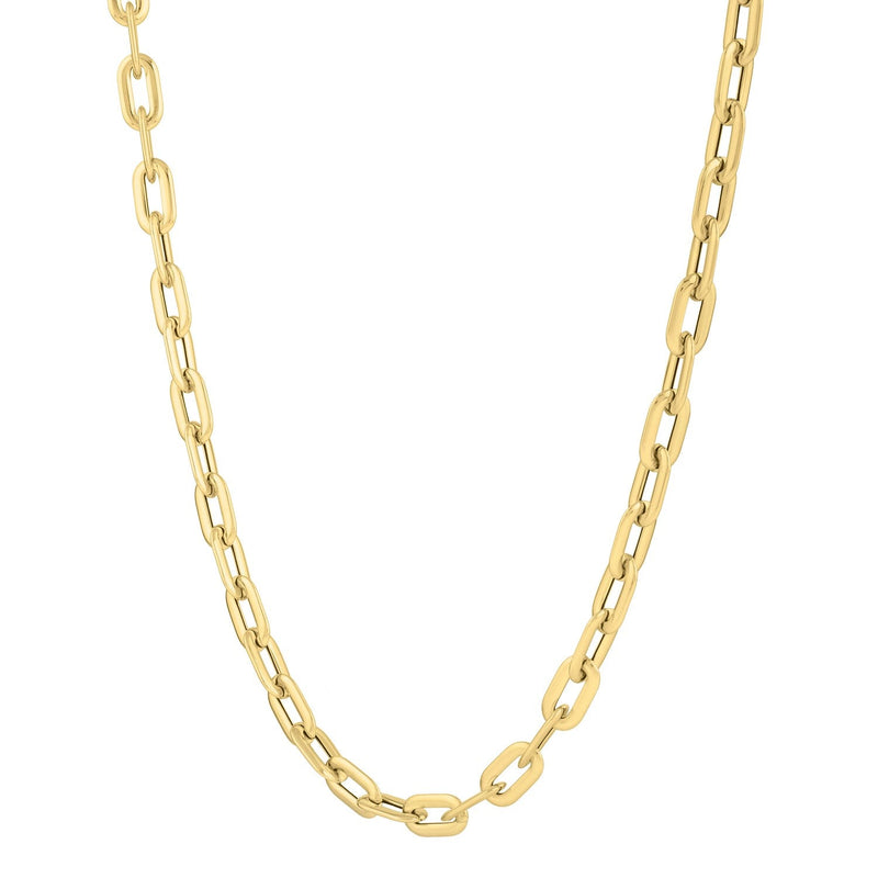 Bids.com 14k Yellow Gold Oval Domed Paperclip Chain Necklace (5.30 mm) Necklaces White Smoke 18 / Yellow Gold