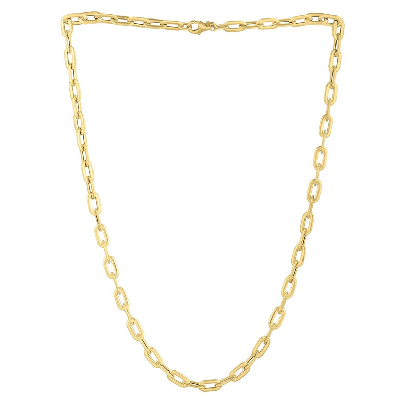 Bids.com 14k Yellow Gold Oval Domed Paperclip Chain Necklace (5.30 mm) Necklaces White Smoke 18 / Yellow Gold