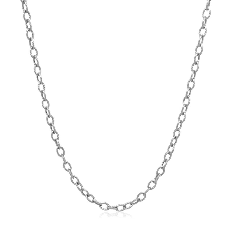 Bids.com 2.5mm 14k White Gold Pendant Chain with Textured Links Necklaces White Smoke 16 / White Gold,18 / White Gold,20 / White Gold,24 / White Gold