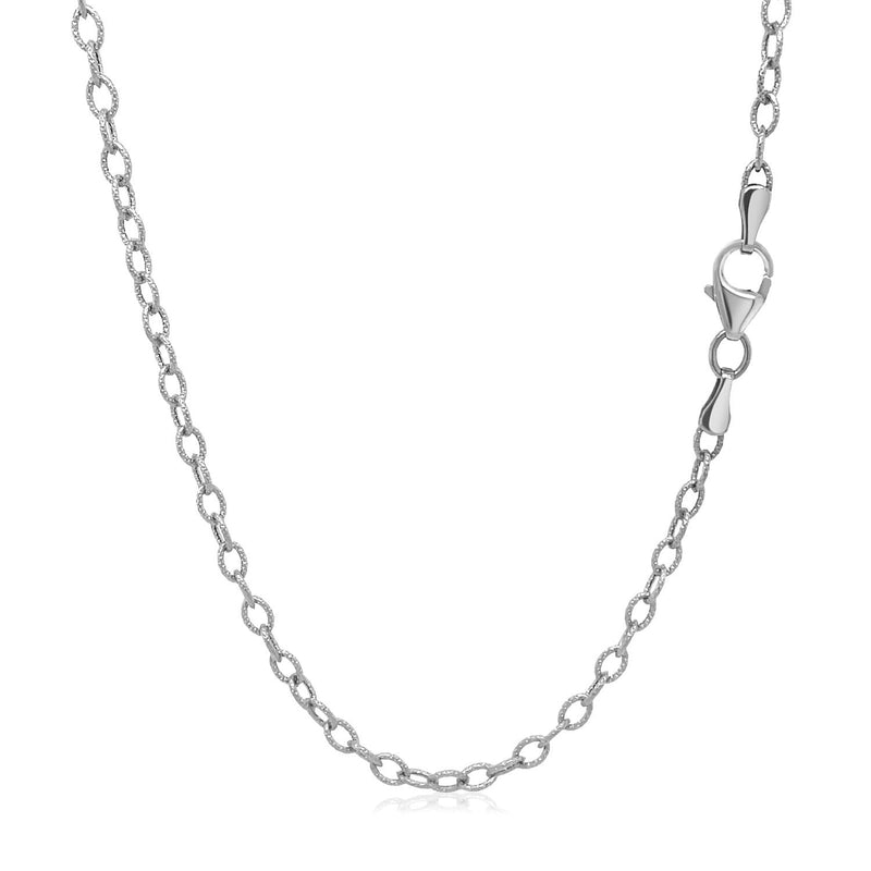 Bids.com 2.5mm 14k White Gold Pendant Chain with Textured Links Necklaces White Smoke 16 / White Gold,18 / White Gold,20 / White Gold,24 / White Gold